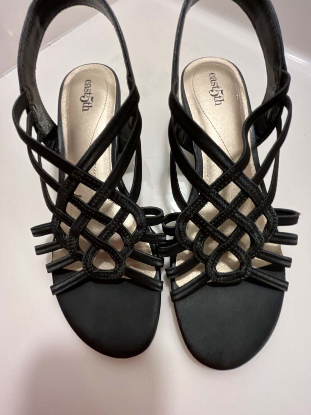 East 5th Black Strappy Wedge Sandals - Picture 6 of 8